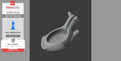 3D model of a zebra-shaped bowl, designed as a wall hook for 3D printing.