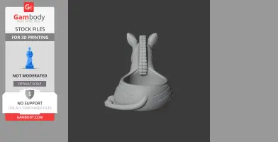 3D model of a zebra wall hook with a bowl feature, showing the back and mane details.