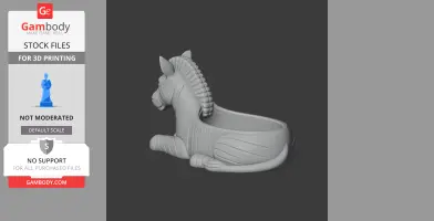 3D printed zebra-shaped bowl with a wall hook design, featuring detailed mane and stripes.