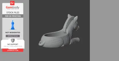 A 3D model of a zebra-shaped bowl with a stylized design, intended for wall mounting.
