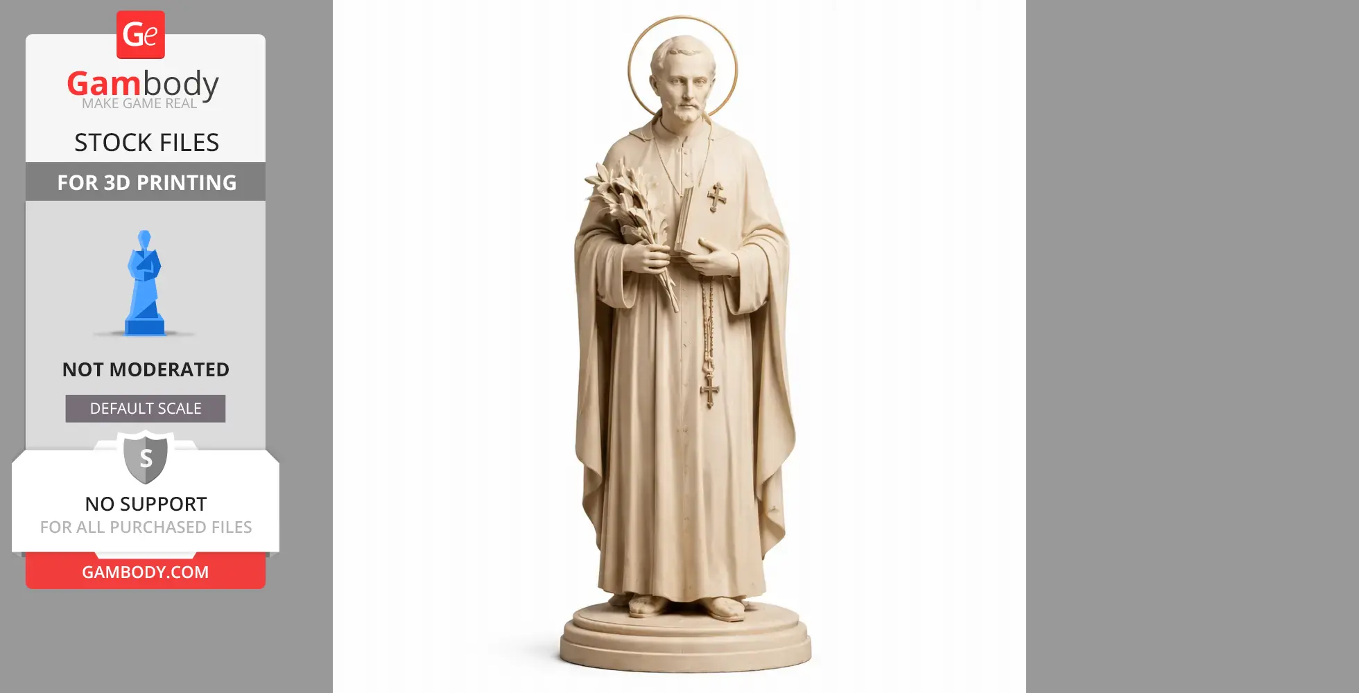 Saint Agostino Roscelli - Devotional Statue - STL 3D Print