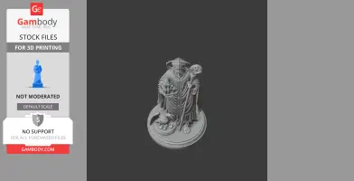 A detailed 3D statue of Saint Agricola holding a staff, with a dog at his feet on a circular base.