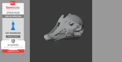 3D model of an Avebrevicauda skull, detailed for 3D printing, showcasing intricate bone structures.