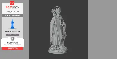 A detailed 3D model of Saint Agrippinus holding a staff and book, adorned with bishop attire.