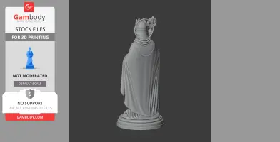 3D model of St. Agrippinus, robed and holding a staff, on a round base.