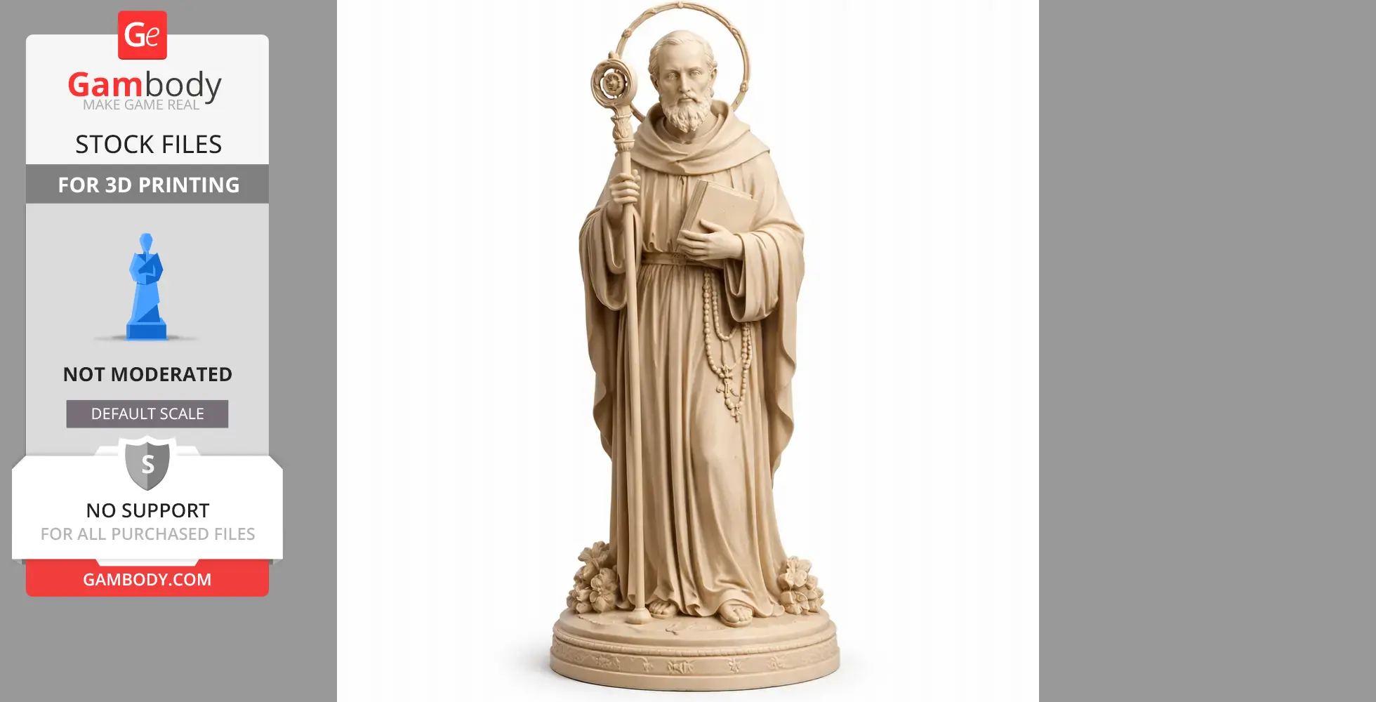 Saint Aibert - Devotional Statue - STL 3D Print