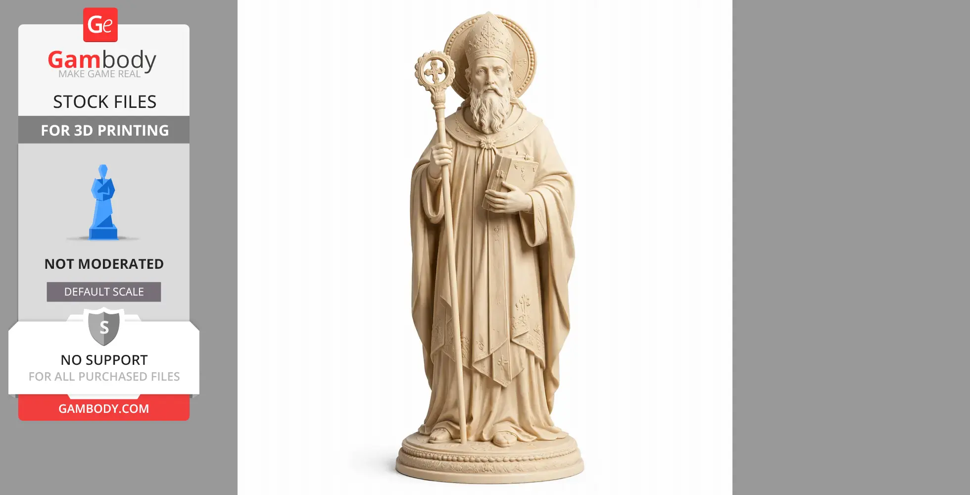 Saint Aichardus - Devotional Statue - STL 3D Print