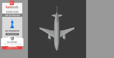 Top view of a 3D model of a Boeing 737 airplane for 3D printing.
