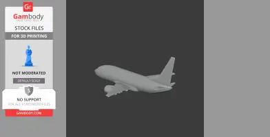 3D model of a Boeing 737 airplane, shown at a side angle for 3D printing.