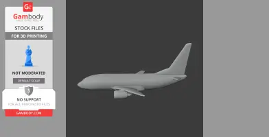 Gray 3D model of a Boeing 737 airplane, ideal for 3D printing.