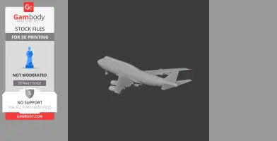 3D model of a Boeing 747 airplane for 3D printing, shown in a simple gray render.