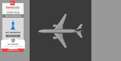 3D model of a Boeing 777 airplane viewed from above, intended for 3D printing.