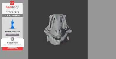 3D model of a Boreonykus skull replica, suitable for 3D printing, displayed in frontal view.
