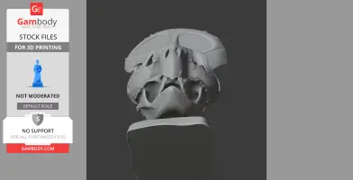 3D model of a Breviceratops skull viewed from the front, showcasing detailed bone structure.
