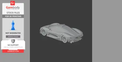 3D model of Brabham BT62 race car for 3D printing, side-rear view on a dark background.