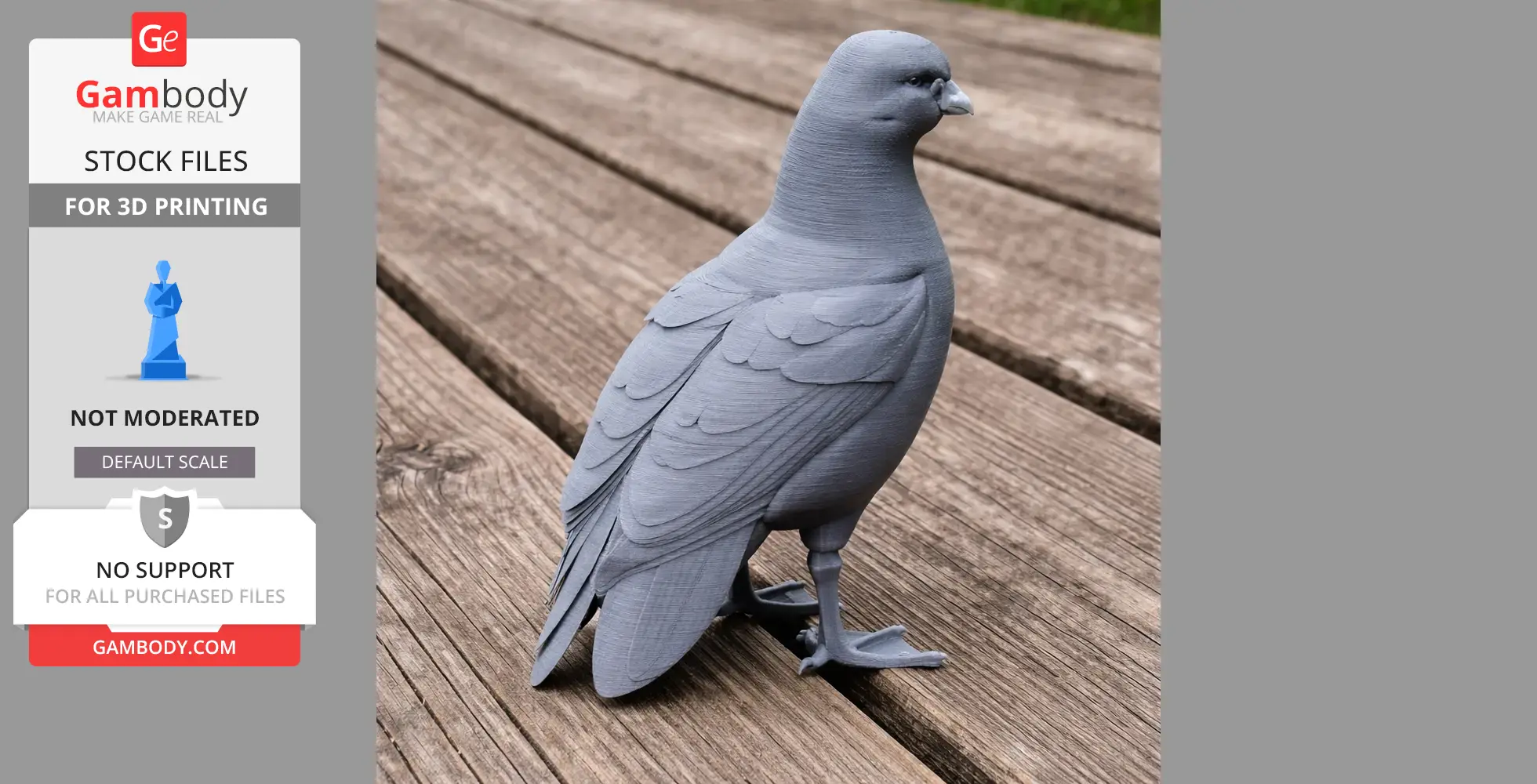 A 3D-printed model of an Andean goose, shown standing on a wooden surface.