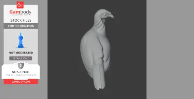 Gray 3D model of an Andean guan, shown in profile, for 3D printing purposes.