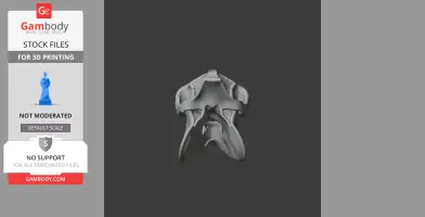 3D model of a Camelotia skull replica in gray, suitable for 3D printing.
