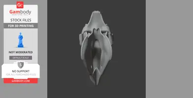 A 3D model of a dinosaur skull viewed from above, designed for 3D printing.