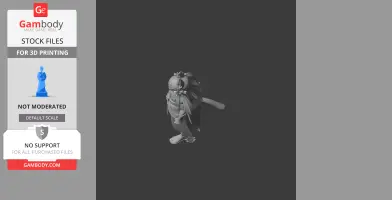 A 3D model of a detailed character figurine, wearing ornate armor and a headdress, ready for 3D printing.