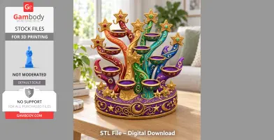 Colorful starry tree organizer with swirled branches and star accents, designed for 3D printing.