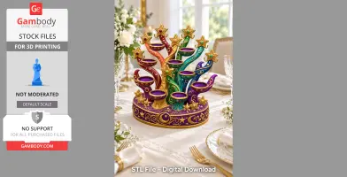 Colorful star tree organizer with ornate branches and star accents on a decorative base.