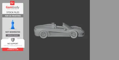 A side view of a sleek, convertible scale vehicle model for 3D printing.