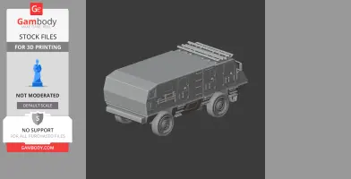 3D model of an armored military vehicle with detailed exterior features, displayed on a dark background.