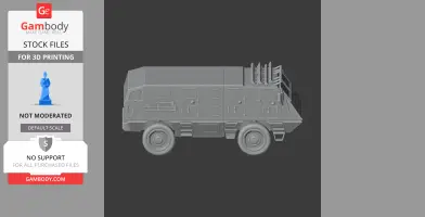 3D model of an armored military vehicle with intricate surface details, suitable for 3D printing.