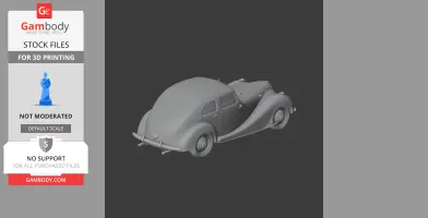 3D model of a classic Bristol car, rear view, designed for 3D printing, displayed on a gray background.