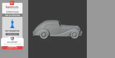 Side view of a vintage Bristol car 3D model for printing, detailed with classic curves and design elements.