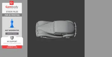 Top view of a detailed classic car 3D model, designed for 3D printing.