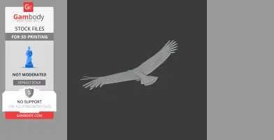 3D model of a prehistoric bird in flight with wings spread, designed for 3D printing.