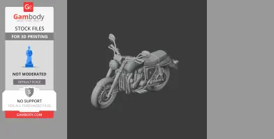 3D model of a classic motorcycle, ideal for 3D printing, displayed from a front-side angle.