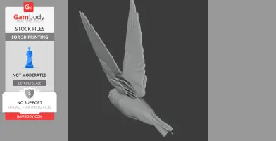 3D model of a bird in flight with outstretched wings, for 3D printing.