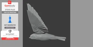 3D model of an Andean swallow with wings spread, designed for 3D printing.