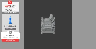 Front view of a detailed 3D tank model with visible tracks and turret for 3D printing.
