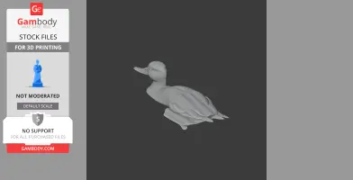 3D model of an Andean teal, detailed for printing, showing smooth feathers and a distinct duck shape.