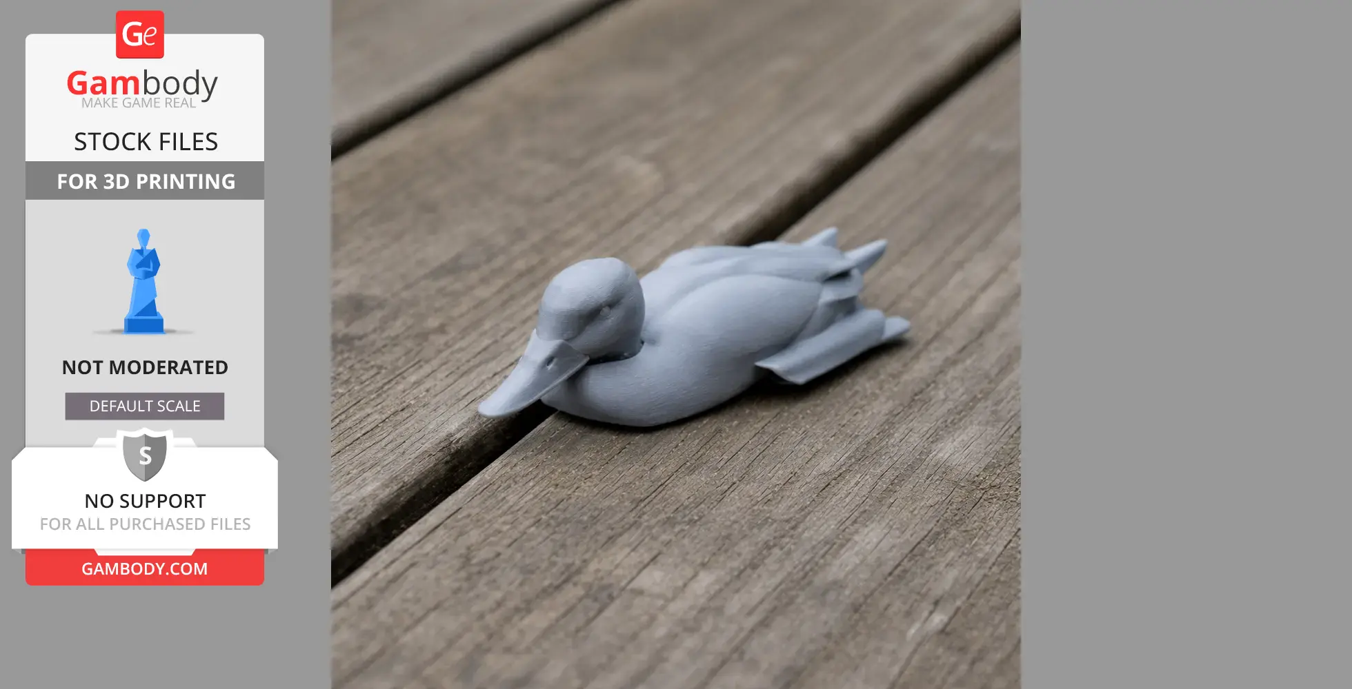 A 3D printed model of an Andean teal resting on a wooden surface.