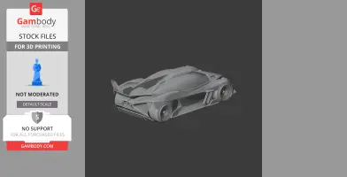 3D model of a sleek, futuristic Bugatti Bolide car, detailed for 3D printing.