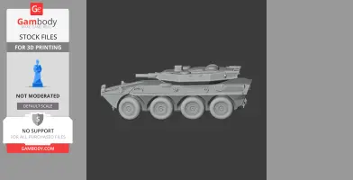 3D model of a B1 Centauro tank, side view, with six wheels and a turret on top. Perfect for 3D printing.
