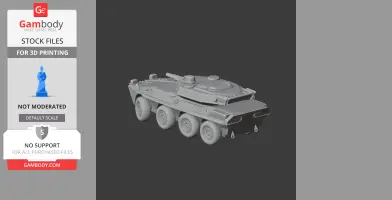 3D model of a B1 Centauro tank, detailed with six wheels and a turret, designed for 3D printing.