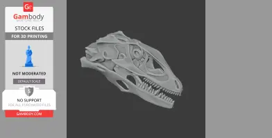 3D model of a Changyuraptor skull, showcasing detailed bone structure and sharp teeth.