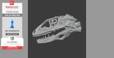 3D model of a Changyuraptor skull, showcasing detailed bone structure and teeth for printing.