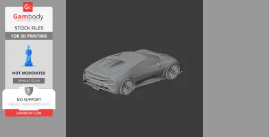 3D model of a Bugatti Centodieci sports car, shown in a grey render for 3D printing.