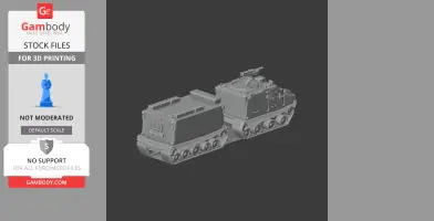 3D model of a Bandvagn 206 tracked vehicle, featuring two connected segments for 3D printing.