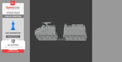 3D model of a Bandvagn 206 tracked vehicle with two connected segments, ready for printing.
