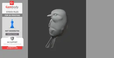 3D model of Angola slaty flycatcher for printing, shown in profile view, on a dark background.