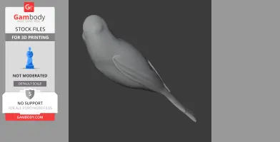 A 3D model of a smooth, stylized bird, viewed from above, in grayscale for printing.