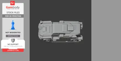 Top view of a detailed 3D tank model designed for 3D printing.